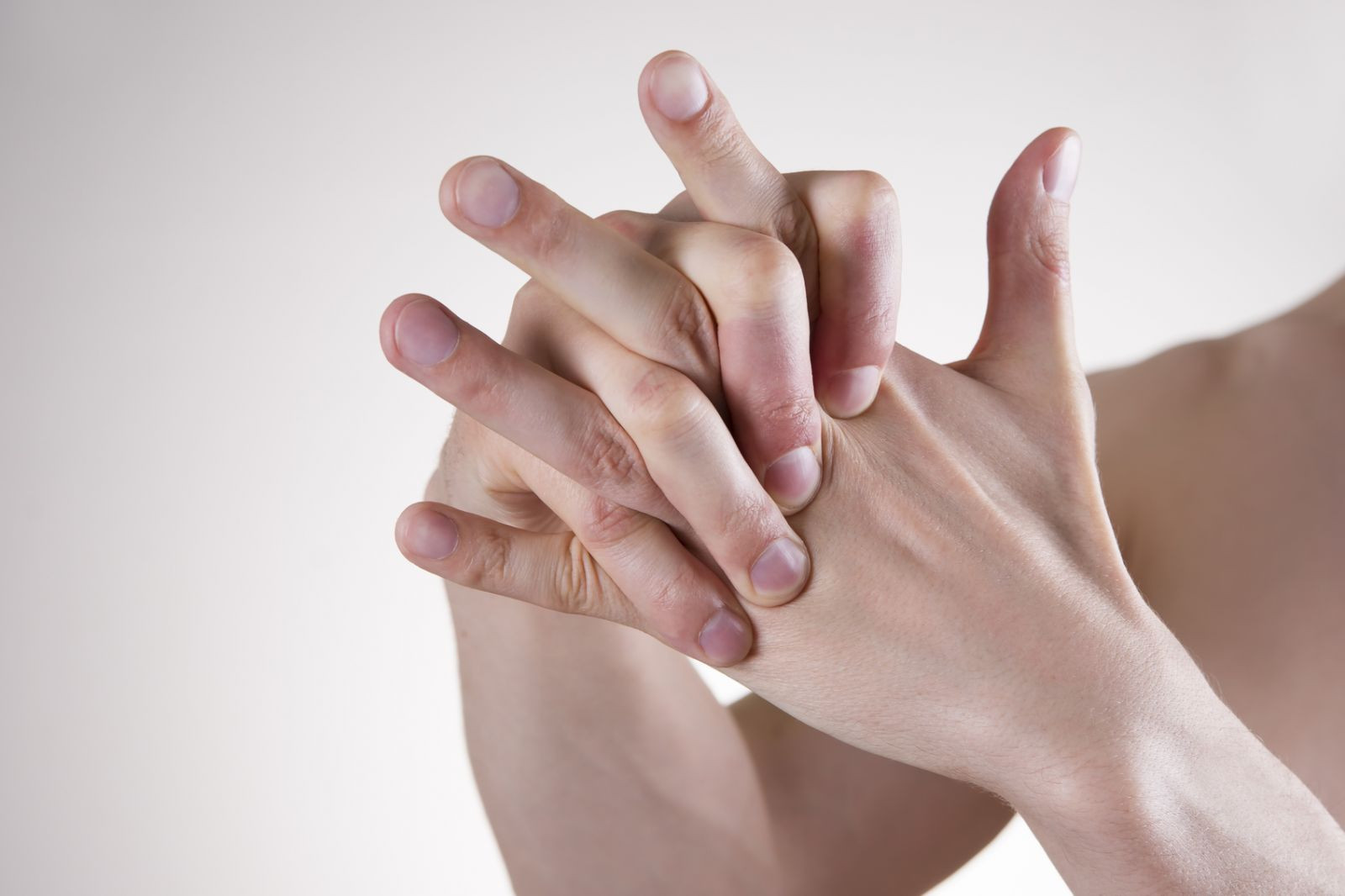 Hand Massage. Pain in the finger joints.