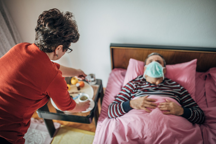 Woman taking care of sick relative