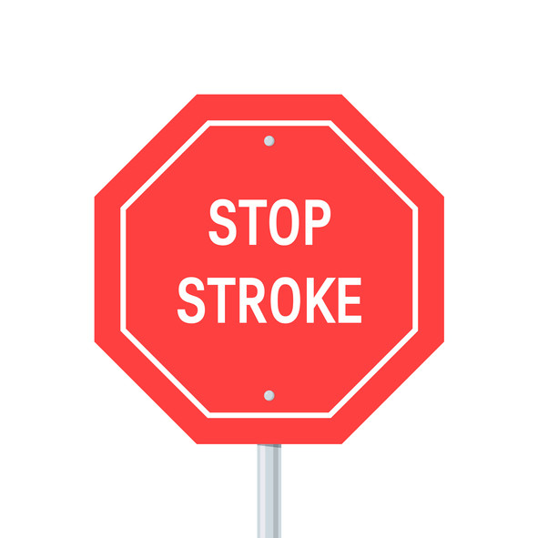 An illustration of a stop sign that reads' "Stop Stroke."