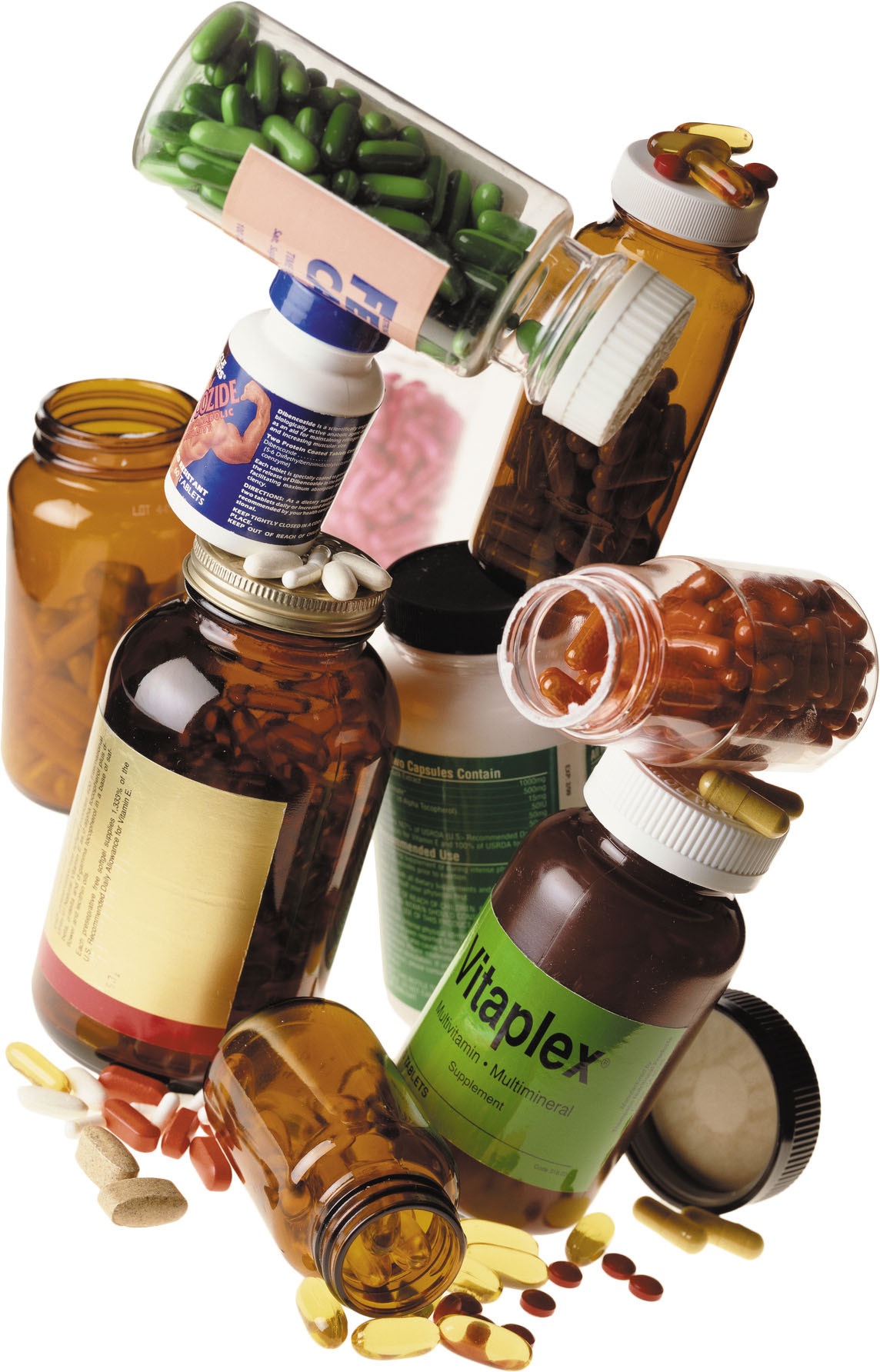 photo of a group of bottles containing various kinds of supplements