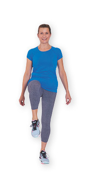 photo of a woman performing the second part of the side lunge with knee lift exercise as described in the article