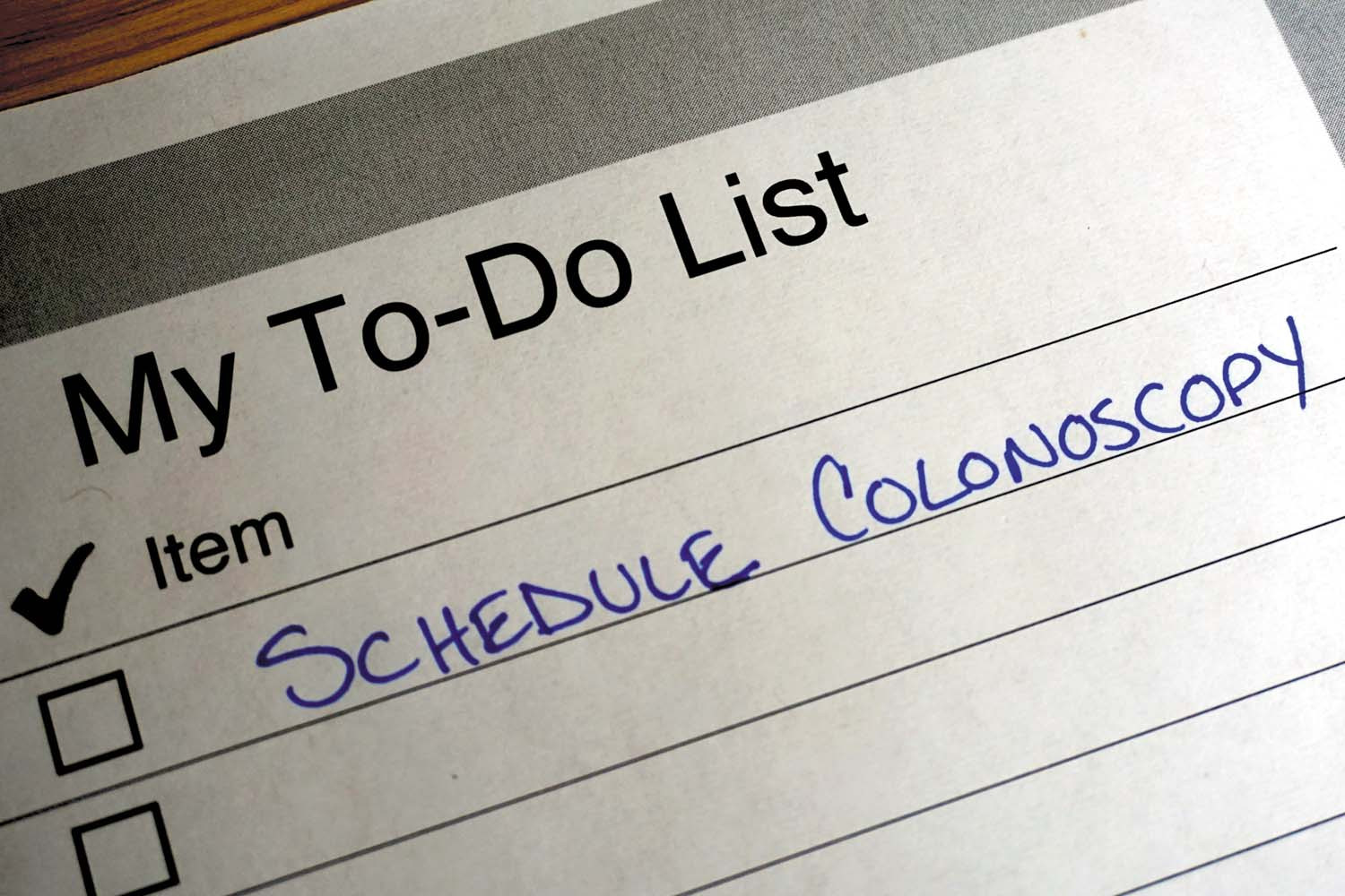 photo of a to-do list with schedule colonoscopy written on it
